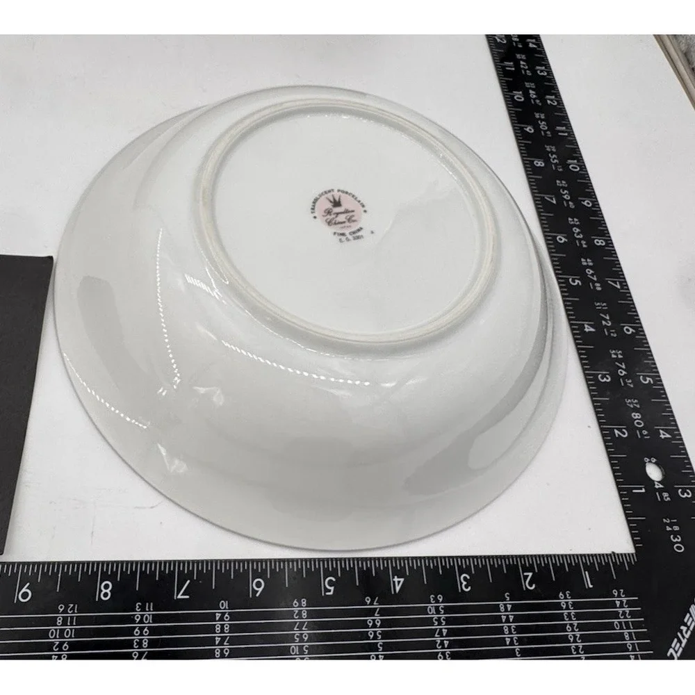 Serving Bowl 9 Inch Royalton China Co Silver Rim Translucent Porcelain Japan VTG